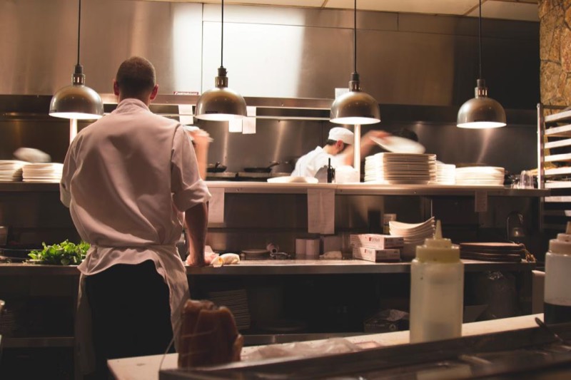 Chefs working in a restaurant kitchen